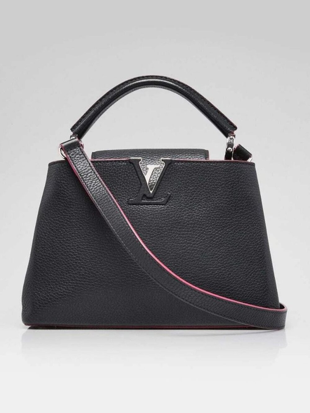 Louis Vuitton Black Pebbled Leather Capucines BB Bag
